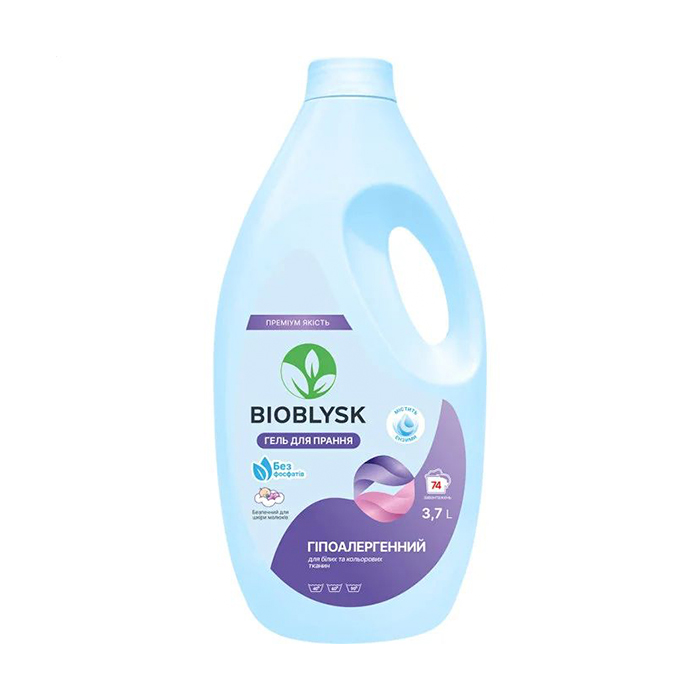 Гіпоалергенний гель для прання BioBlysk Baby Gel для білих та кольорових тканин, 74 цикли прання, 3.7 л